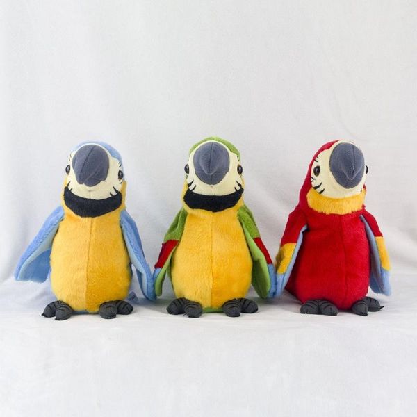 Yeni Sınır ötesi yeni elektrikli peluş oyuncak papağan Elektrikli kayıt papağan Büküm Fan kanadı oyuncak konuşurken öğrenmek