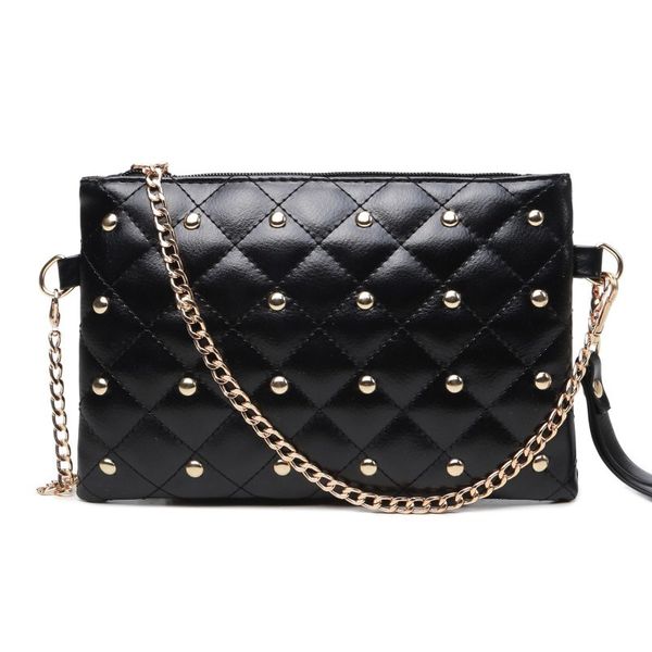 

women handbag rivet shoulder messenger bag 2020 fashion diamond lattice black chains bolsa feminina ladies hand purses