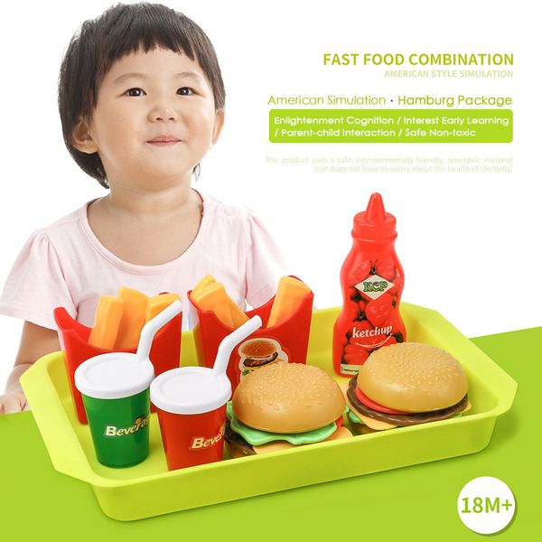 

pretend to play house simulation kitchen food hamburger western pizza combination set toy cognitive children's educational gift