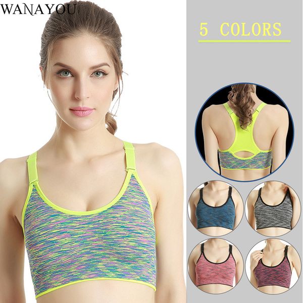

wanayou women quick-drying sports bras adjustable strap training running yoga bras breathable padded gym fitness sports bra, White;black
