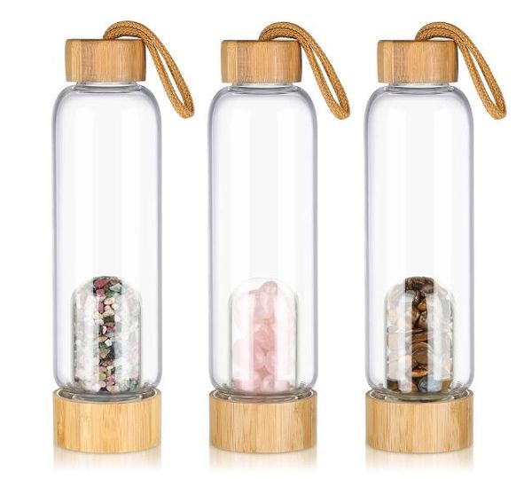 Moda bambu tampa de cristal copo de energia hexágono naturais de vidro da classe alta coluna