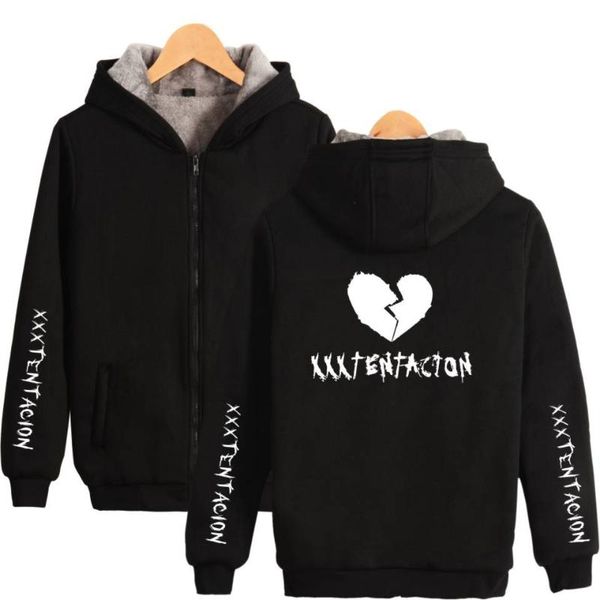 

xxxtentacion месть толстовка зима утолщаются мужчины толстовка теплый флис толстовка мужская бренд-одежда толстовка куртка sudadera hombre, Black