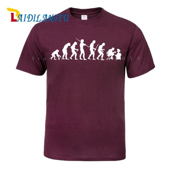 

evolution of man to computer gamer geeky funny men t-shirt short sleeve o-neck fashion t shirt, White;black