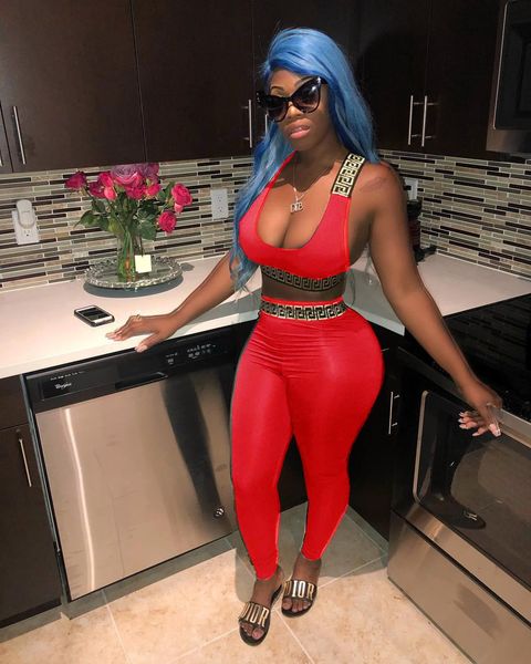 

летняя мода классический спорт set женщины digital напечатанных 2pcs running костюмы ins горячие костюмы, Gray