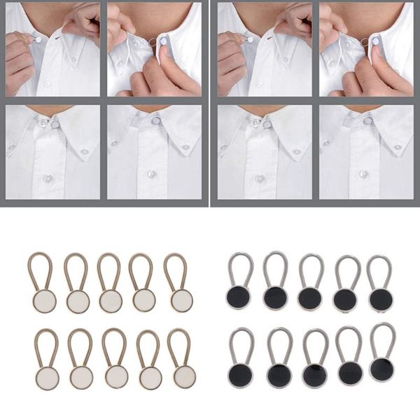 

10 pack metal collar extenders button extenders for shirt coat collars pants fashion jewelry, Gray
