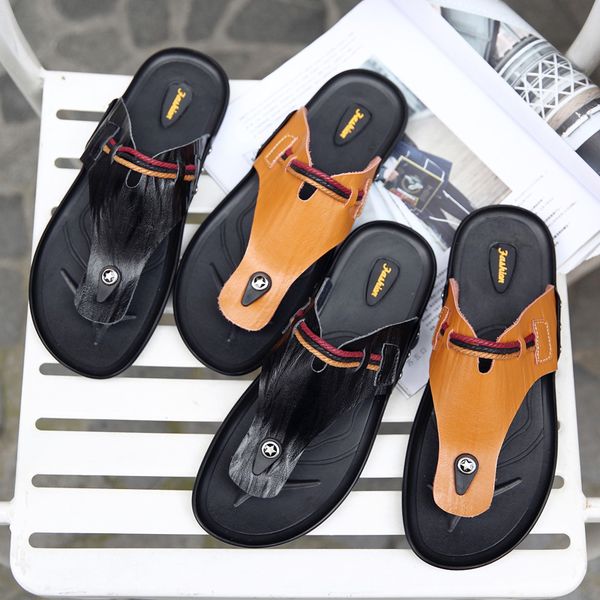

herren summer sandalet rope v sandals teenslippers cuero beach chancla homme soft sandalen ritable for uomo man slapi erkek men, Black