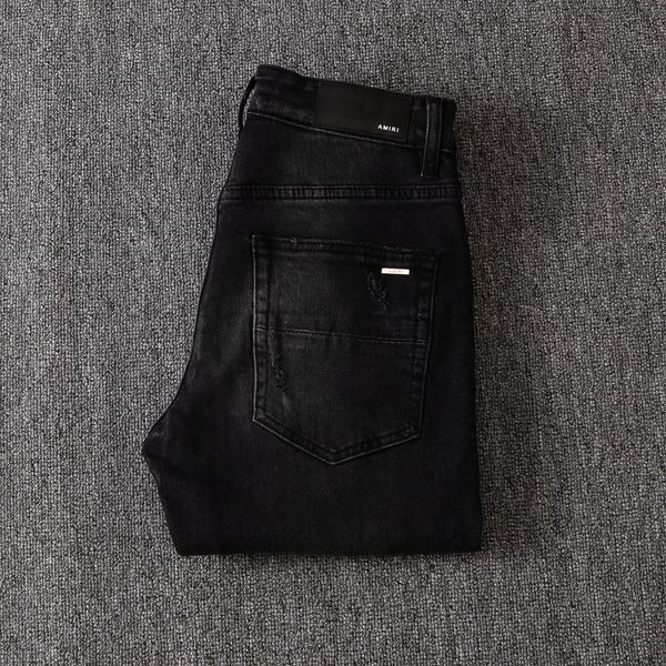 

2020 new men's jeans black elastic stretch slim streetwear trend moto biker jeans men denim trousers, Blue