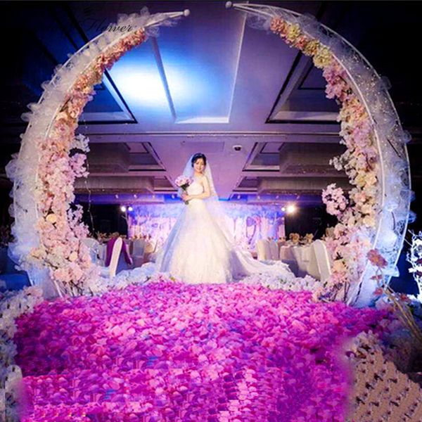 

custom 1/1.2/1.5/1.8/2m white moon ship metal iron arch wedding backdrop decor silk flower stand crescent wedding wall moon arch