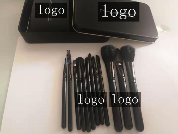 

branded mac make up tools professional makeup brush 12 pcs set loose powder brush cosmetic set portable iron box travel set, Yellow