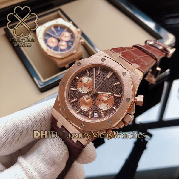 

luxury watches satch chronograph watch quartz movement 26320or 26331or 316l steel case brown leather strap wristwatches montres de luxe, Slivery;brown