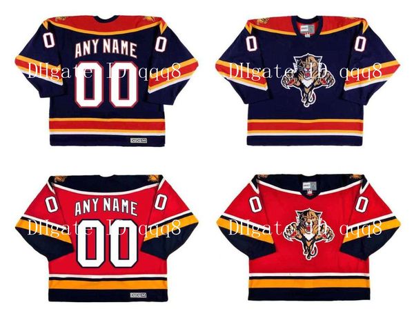 

custom vintage florida panthers jerseys personalization ice hockey jerseys red white stitched any name number size s-xxxxl, Black;red