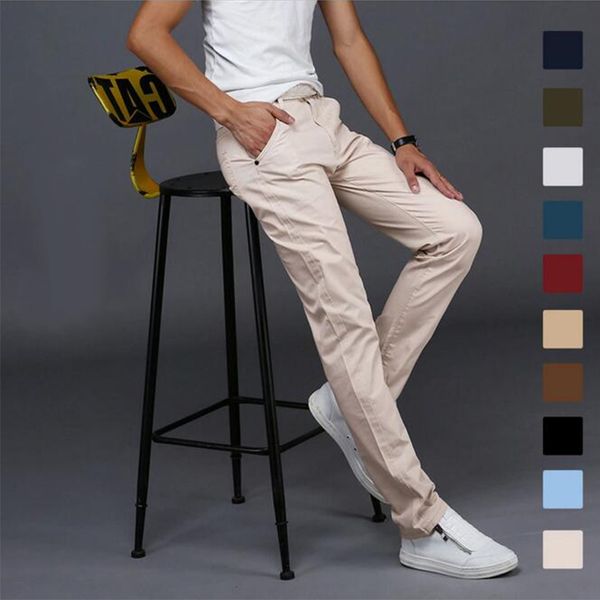 

men boy fashion popular casual pants cotton autumn and winter men's trousers straight pants multi color long, Black