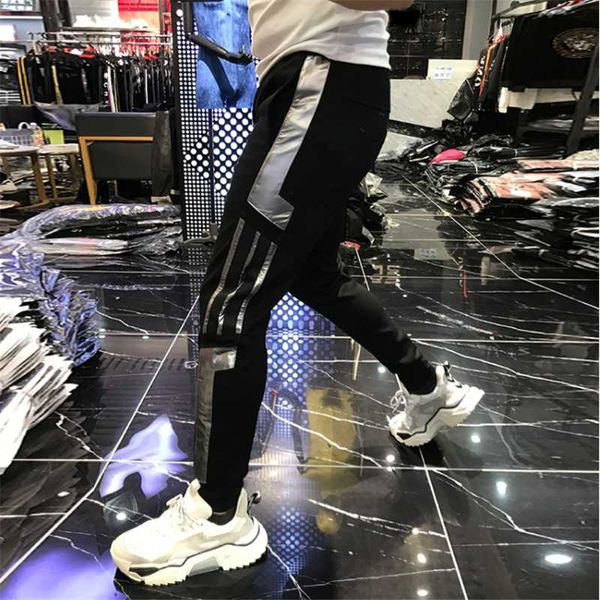 

new 2020 sports casual stretch cotton men's fitness pants tight pants, Black