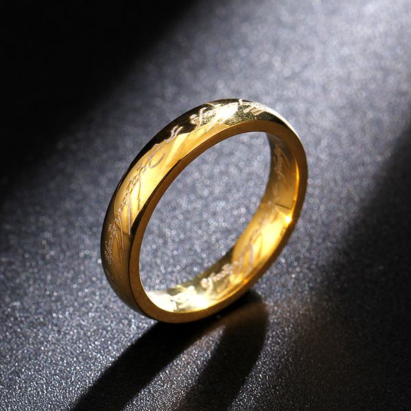 

4mm gold movie rings titanium stainless steel gold ring for men and women, Slivery;golden