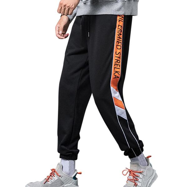 

plus size male casual outdoor ankle-length pants with pockets men's mid waist patchwork sports running loose pants for 2019 hot, Black;blue