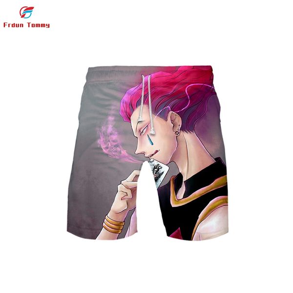 

2019 new style of hisoka 3d printing male summer pants 2019 casual cool and breathable ventilation style beach shorts, White;black