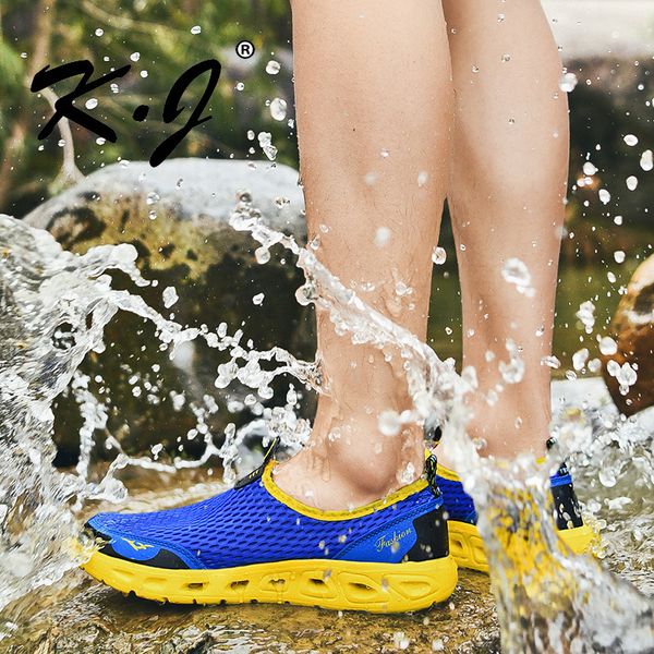

men's upstream outdoor shoes men women lightweight breathable mesh creek beach quick dry wading fishing net water shoe, Black