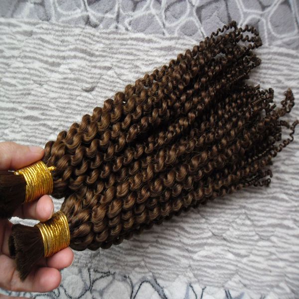 Bulk de cabelo de trança humana 2 pcs Mongólio Afro Kinky Curly Bulk Hair Para Trainsing 200g Cabelo Humano para Trança Bulk Sem Anexo