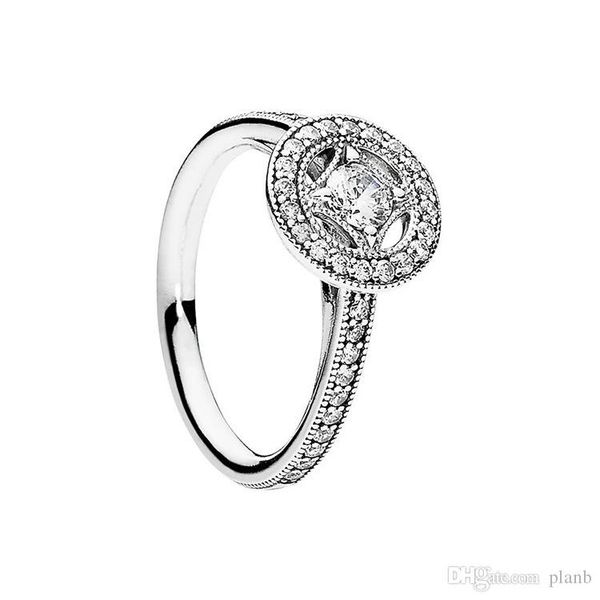 

ясно cz алмаз старинные кольца очарование набор оригинальная коробка для pandora стерлингового серебра 925 роскошные дизайнер ювелирных изде, Slivery;golden