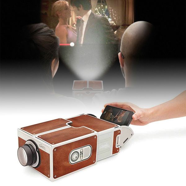 

diy 3d projector cardboard mini smartphone projector light novelty adjustable mobile phone projector portable cinema in a box