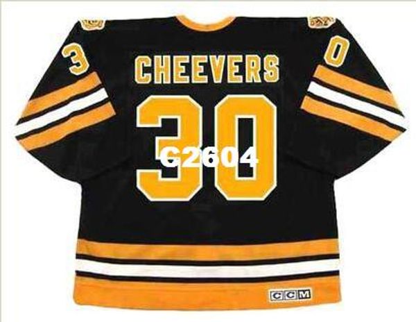 

mens #30 gerry cheevers boston bruins 1978 ccm vintage retro away hockey jersey or custom any name or number retro jersey, Black;red