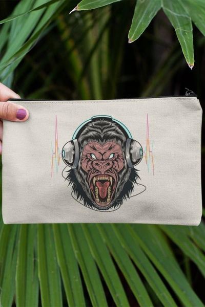 

angemiel clutch who listens to music monkey portfolio hand makeup bag, Silver