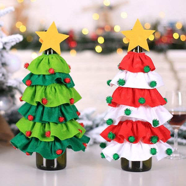 

25*20cm christmas decoration innovative christmas tree elf wine bottle set foreign scene accessories brushed wine set party use