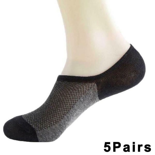 

5 pairs mens socks mesh invisible short ankle socks breathable thin boat sock ncm99, Black