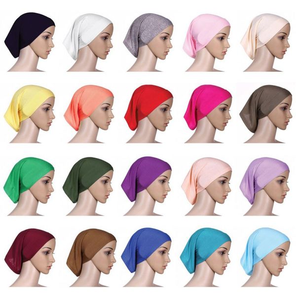 Mulheres Muçulmanas Interior Hijab Headscarf Cap Islâmico Underscarf bonés Quente Ninja Lenço Ramadan Estiramento Caps Bonnet