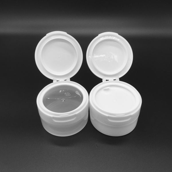 Bottiglie riutilizzabili da 80 g/ml Vaso vuoto in plastica bianca per trucco con coperchio ribaltabile interno Crema per il viso da viaggio/lozione/Contenitore per cosmetici PP