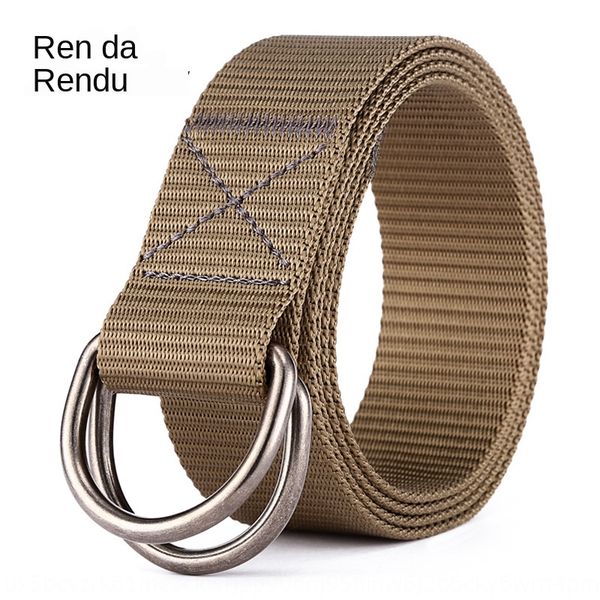 

outdoor light breathable nylon canvas casual double d ring buckle belt all-match casual canvas belt, Black;brown