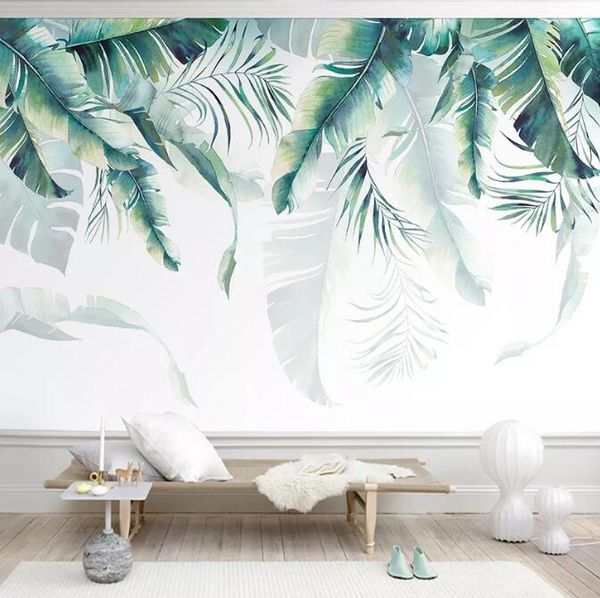 

tropical leaf 3d wallpaper mural living room bedroom wallcoverings for walls 3 d rainforest banana leaves murals 3d wall murals