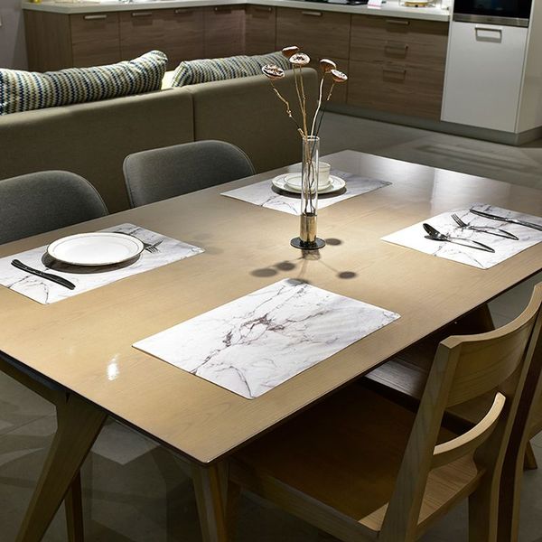 

placemat marble pattern stripe pu leather mat table mats plate dish pads non-slip dishware for kitchen for dining table decor