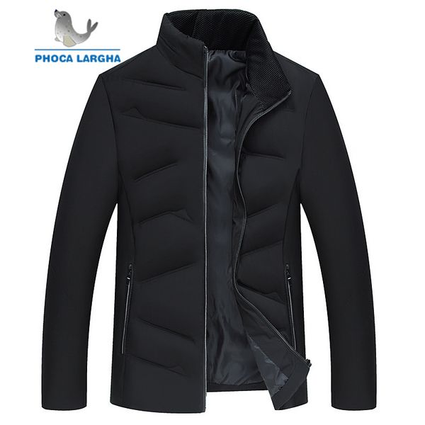

2018 new men winter jacket coat male solid color stand collar zipper outwear thick warm coat men down cotton padded parka, Black