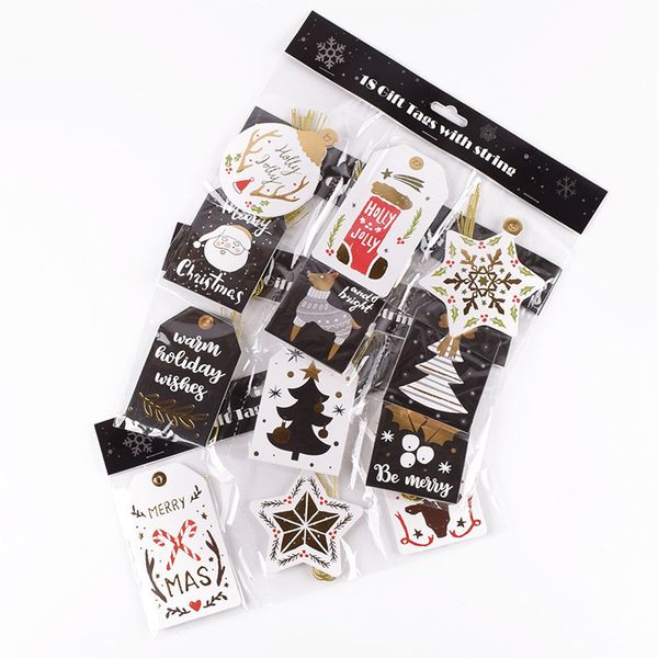 

6.5x9.5cm christmas tree decoration pendant stamping paper old man snowman deer small pendant 18pcs/package