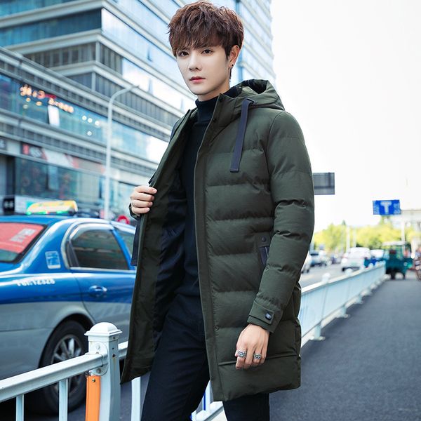 

cotton-padded clothes men's new style winter thick mid-length men cotton overcoat korean-style warm hooded cotton coat fashion, Black