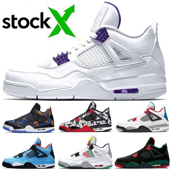 

wholesale 2020 new mens basketball shoes 4s court purple fashion travis scott sell pizzeria black raptors stock x sport sneakers trainer, White;red