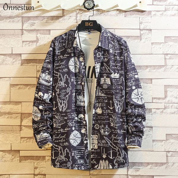 

рубашка рубашка onnestun -5xl мужской новой весна с длинным рукавом для мужчин плюс размер мужской одежды печати streetwear рубашки, White;black