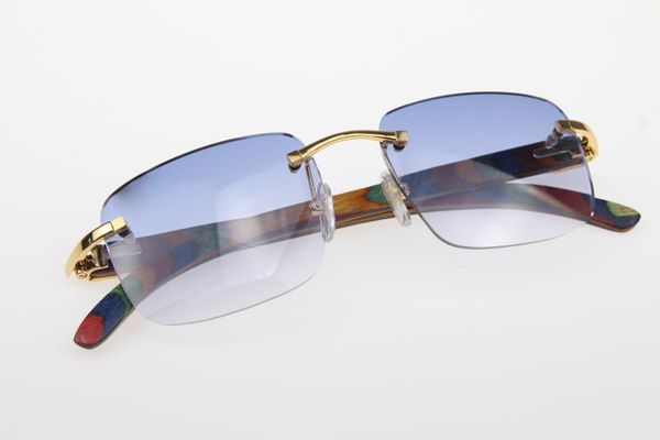 

rimless sunglasses metal style gold peacock wood 8300816 sunglasses glasses with box c decoration gold frame glasses, White;black