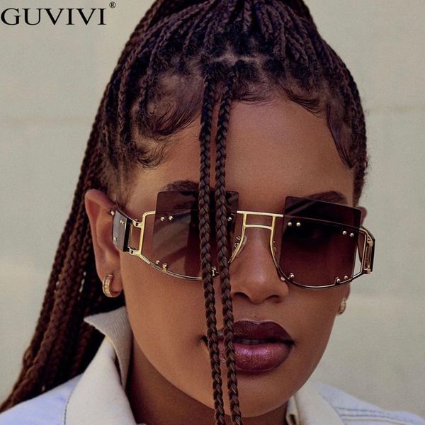 

rivet vintage sunglasses women luxury sunglasses men fashion big frame retro sun glasses super star rihanna eyewear for female, Blue