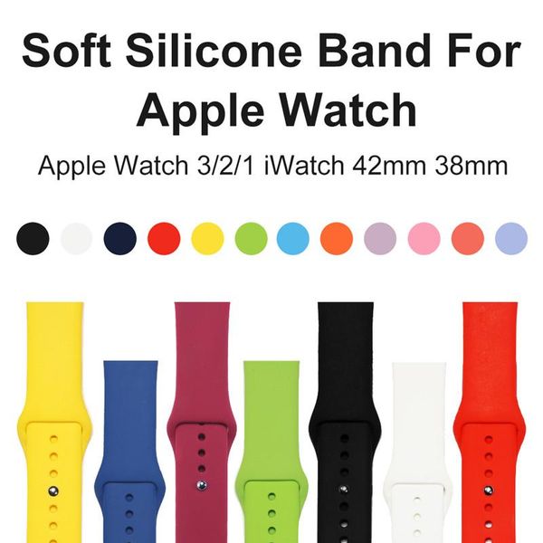 

Мягкий силиконовый сменный спортивный ремешок для Apple Watch Series 1/2/3 42мм 38мм наручный браслет-ремешок для спортивных браслетов iWatch