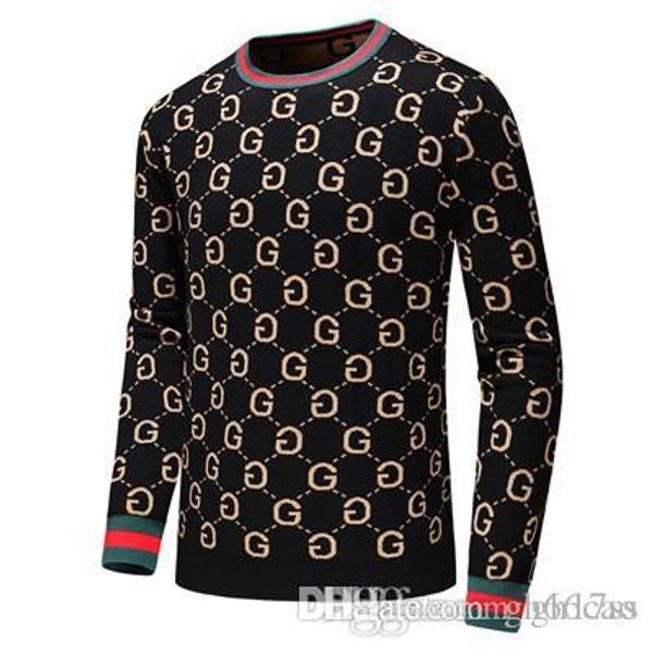

european station designer sweater round neck brand men's sweater letters embroidery sweater long-sleeved designer sweatshirt winter men, White;black