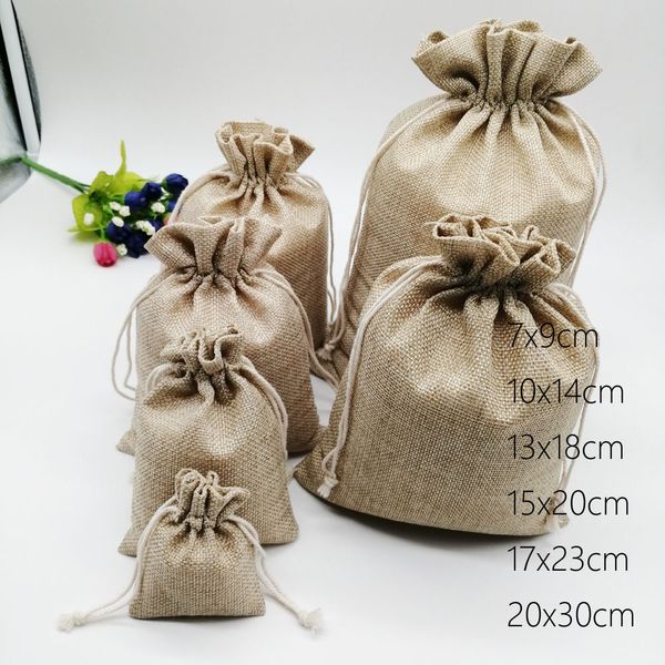 

6pcs/lot jute bags gift drawstring pouch gift box packaging bags for linen jewelry display wedding sack burlap bag diy, Pink;blue