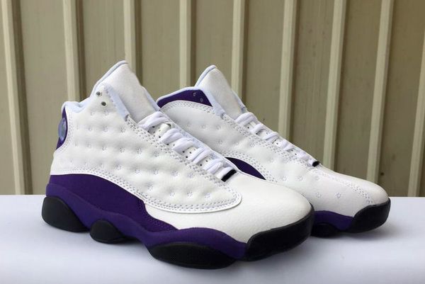 

with box)2019 13 laker basketball shoes men white black court purple university gold sneaker