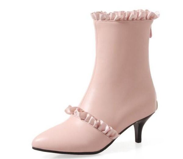 

2019 women's boots in winter with new style high heel fine heel pointed end @9053, Black