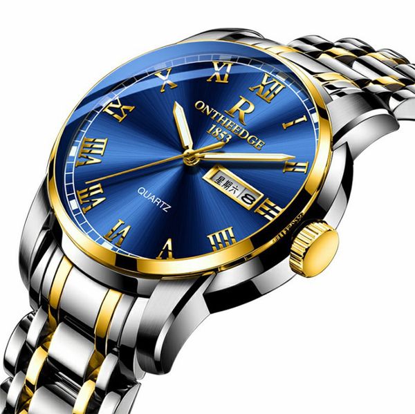 

2019 men and women business steel shell steel strip table round quartz watch non-mechanical waterproof couple watch ing, Slivery;brown