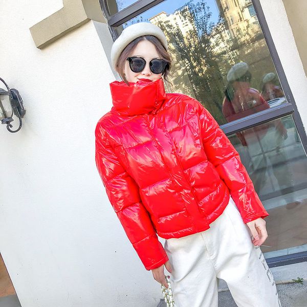

women's down & parkas cotton winter glossy 2021 jacket women thick bright black short shiny fashion yellow red padded coat cothes