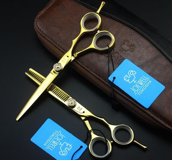

joewell 5.5 inch /6.0 inch 6cr golden hair cutting /thinning scissors with 62hrc hardness with gemstone screw on handle