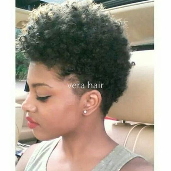 Short Afro Kinky Curl Human Hair Wigs For Black Women Jerry Curl