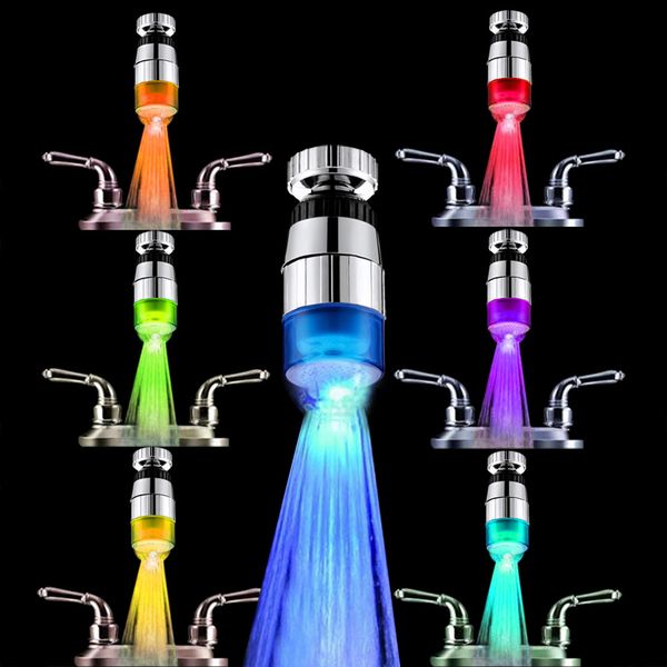 

led luminous colorful color (360 degree rotation) faucet change led light shower head water bath family bathroom light #4j08